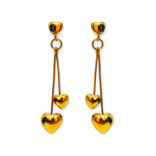 Pendientes corazón chapados en oro amarillo de 18kt 