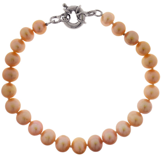 Pulsera de perlas cultivadas en agua dulce. Medida de las perlas entre 7-7,5mm. Cierre marinero en plata de ley 925MLS.