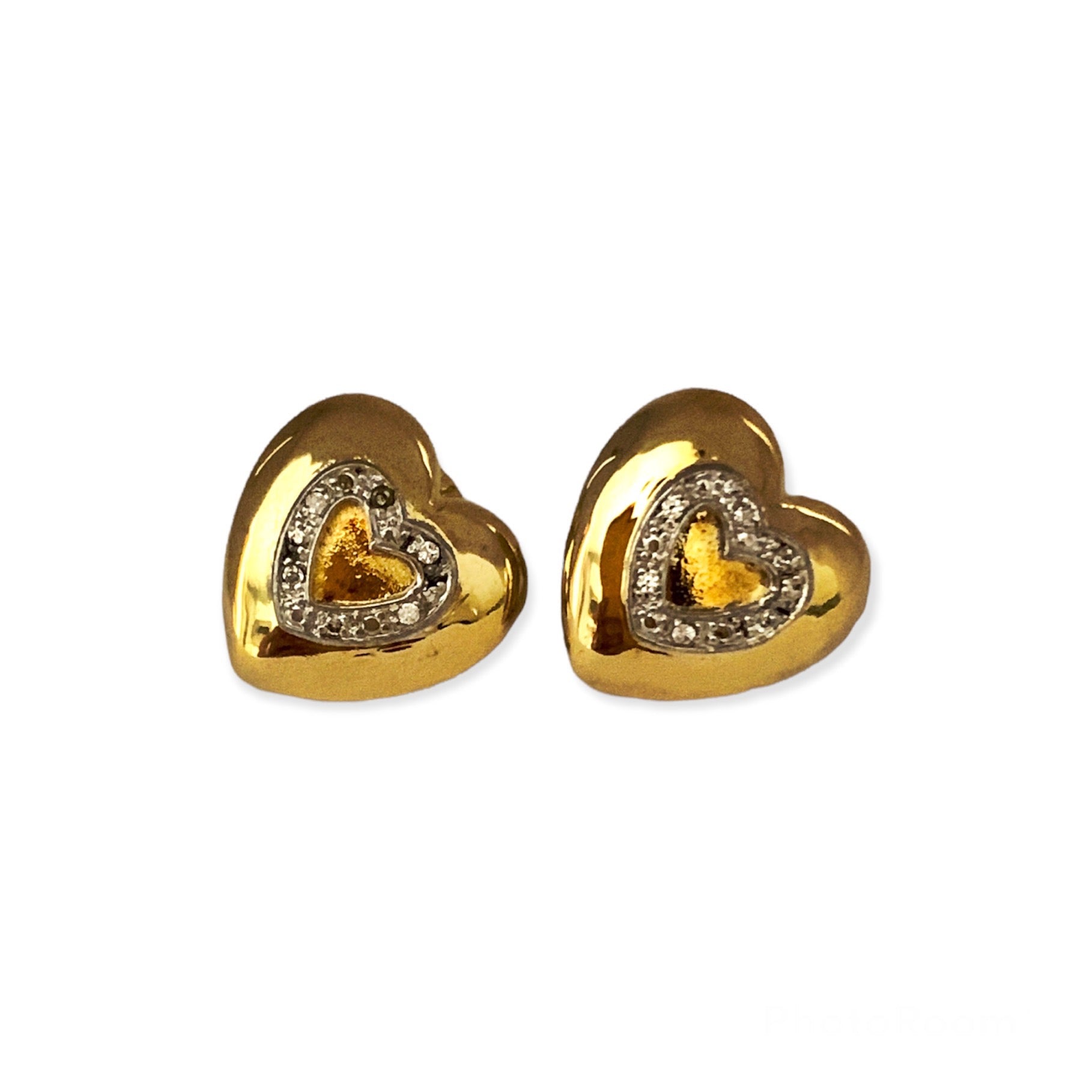 pendientes corazón en latón chapado en oro 18ktes interior engastado en circonitas 1