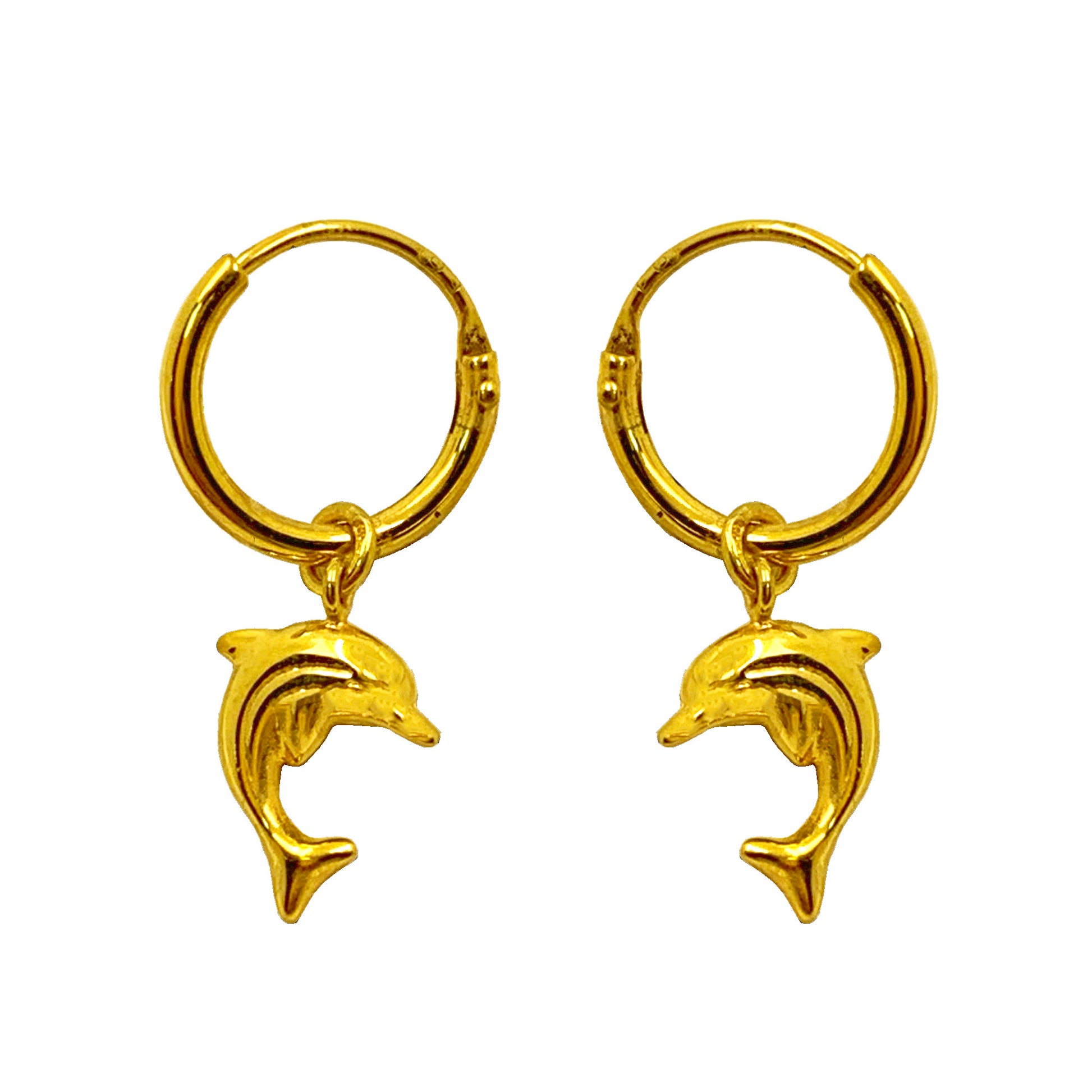 earring, earrings, pendiente, pendientes, brass, laton, 18 karat gold, chapado oro, oro 18kt, chapado en oro, delfín, dolphin