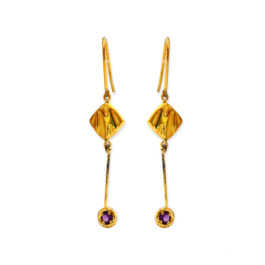 Pendientes chapados en oro amarillo 18kt con semipresiosa