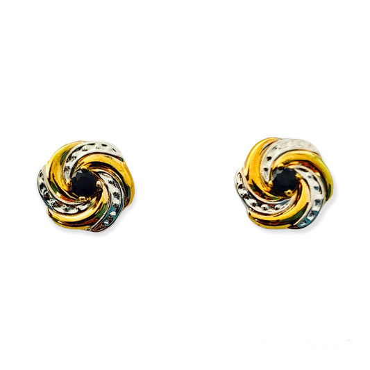 Pendientes zafiro chapados en oro amarillo 18kt